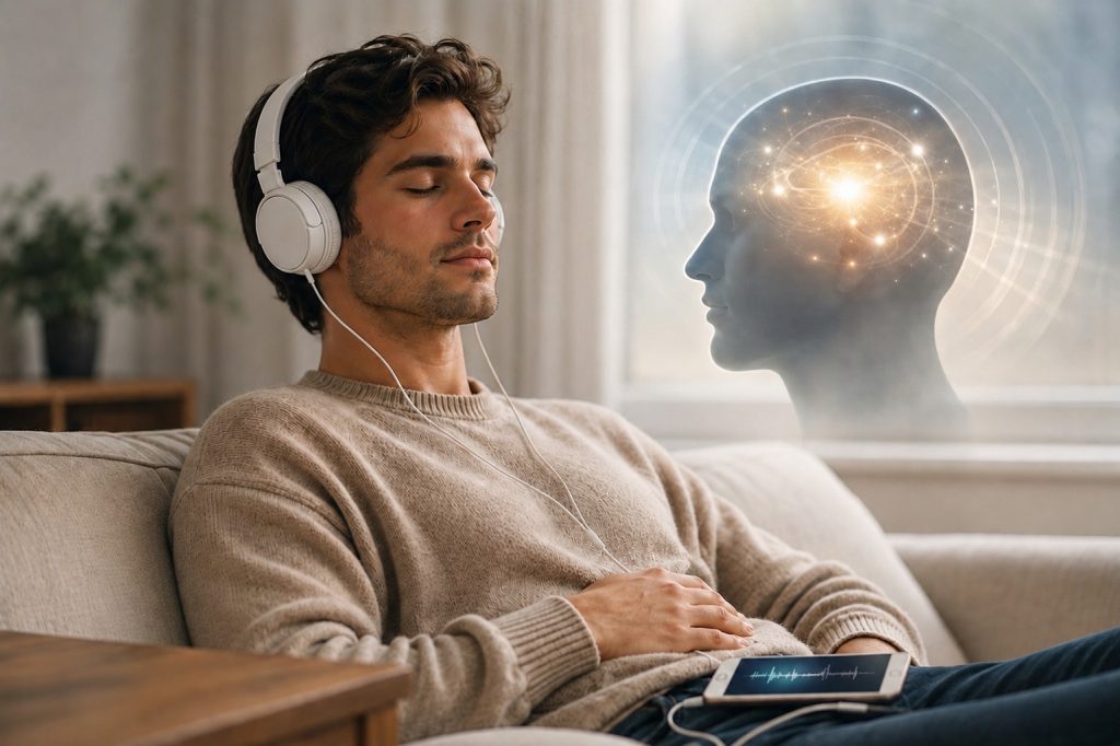 Hombre relax escuchando música